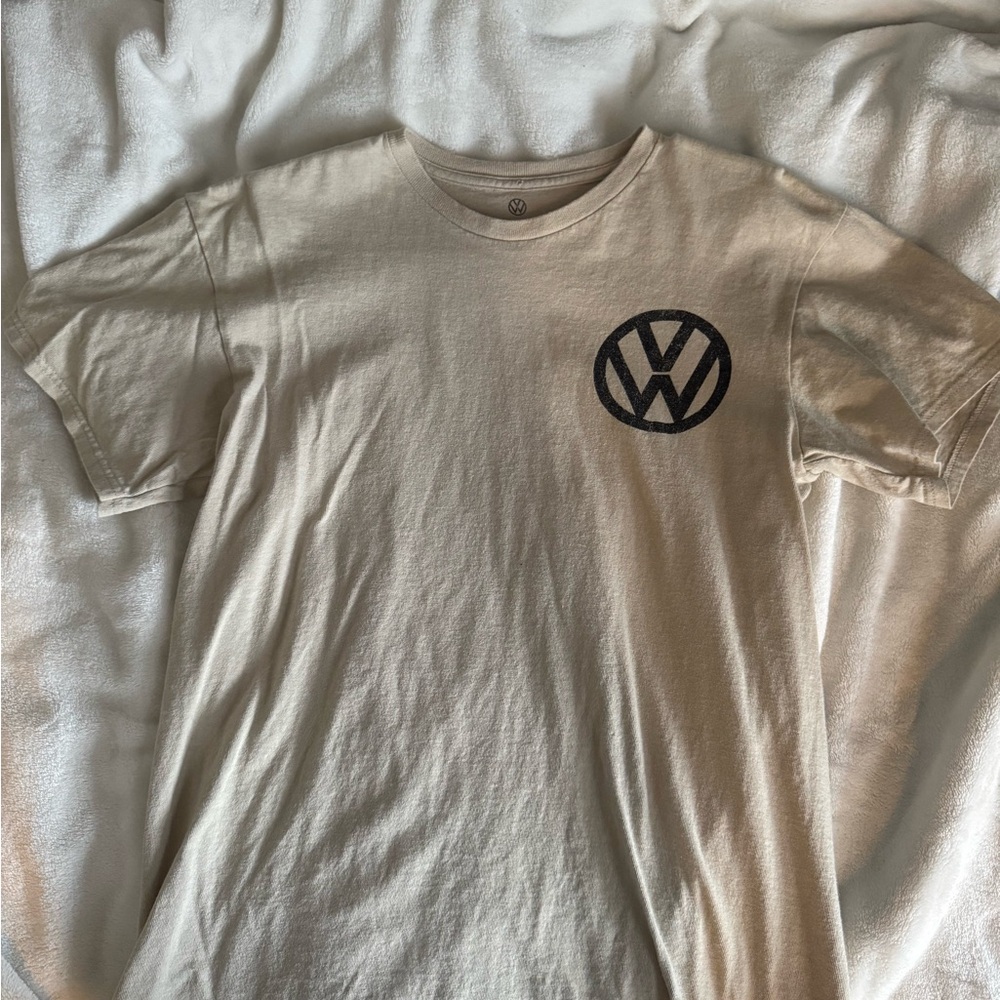 Beige Short Sleeve Tee with Logo